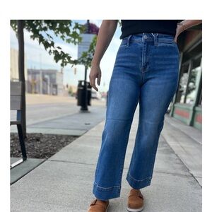 Risen classic blue high rise wide leg crop Women's Ankle Jeans